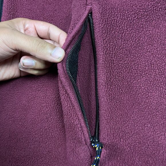 VTG Eddie Bauer Vest Men Medium Red Fleece High Neck Full Zip Sleeveless Pockets - Picture 8 of 10